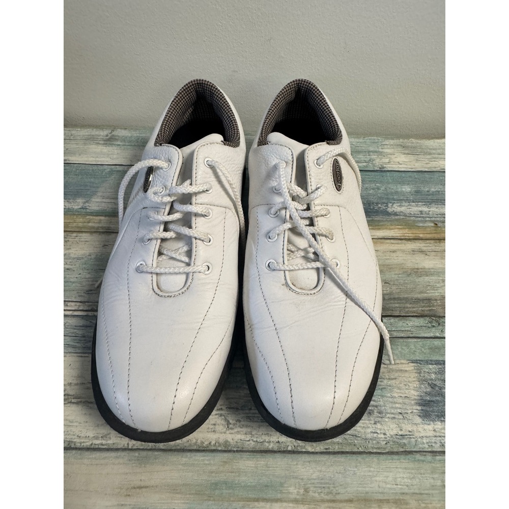 FootJoy 98653 Womens White Leather Spikeless Golf‎ Shoes Size 8 M Houndstooth